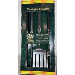 Huntington Collection 3-Piece BBQ Tool‎ Set Turner Tong and Fork Heavy Duty